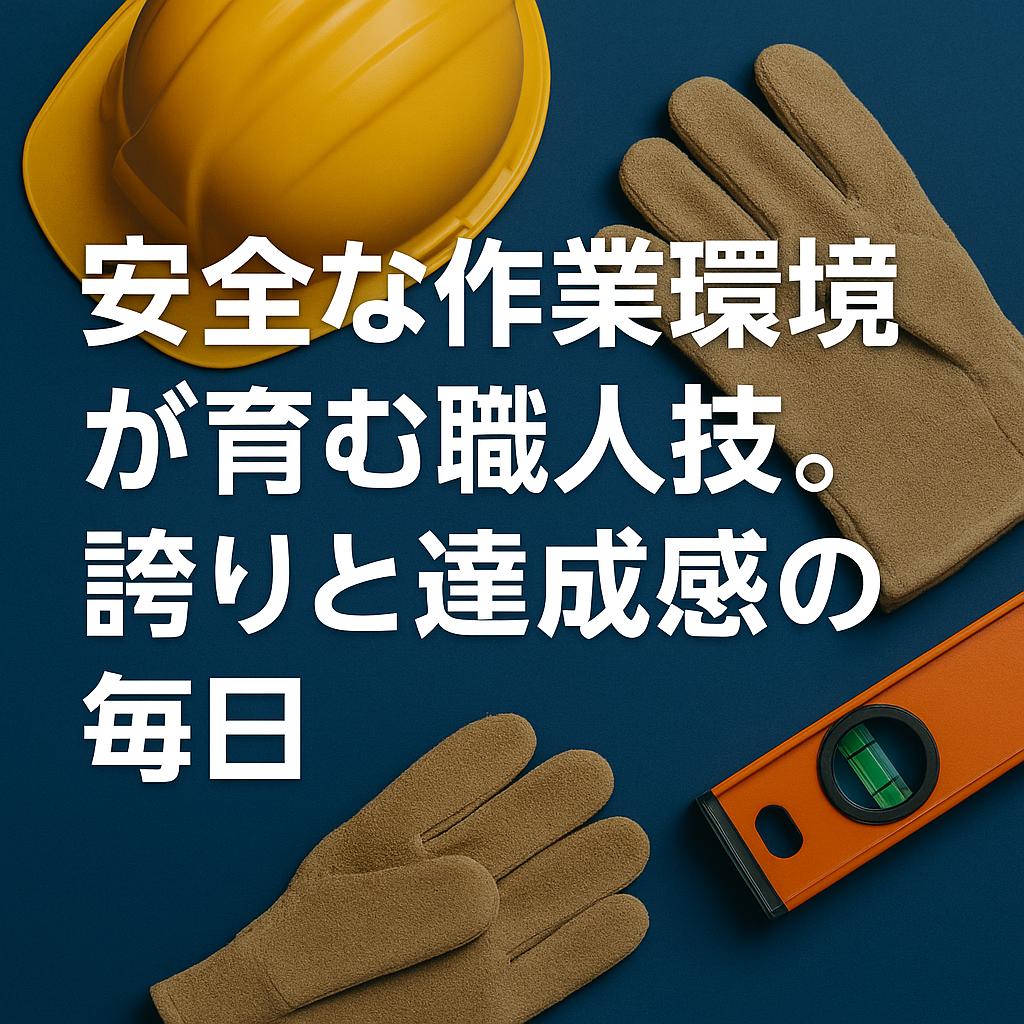 安全な作業環境が育む職人技。誇りと達成感の毎日